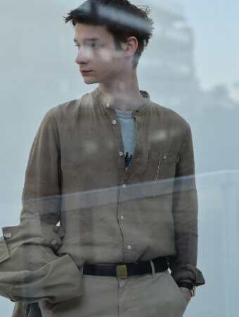 BAND COLLAR LINEN SHIRT