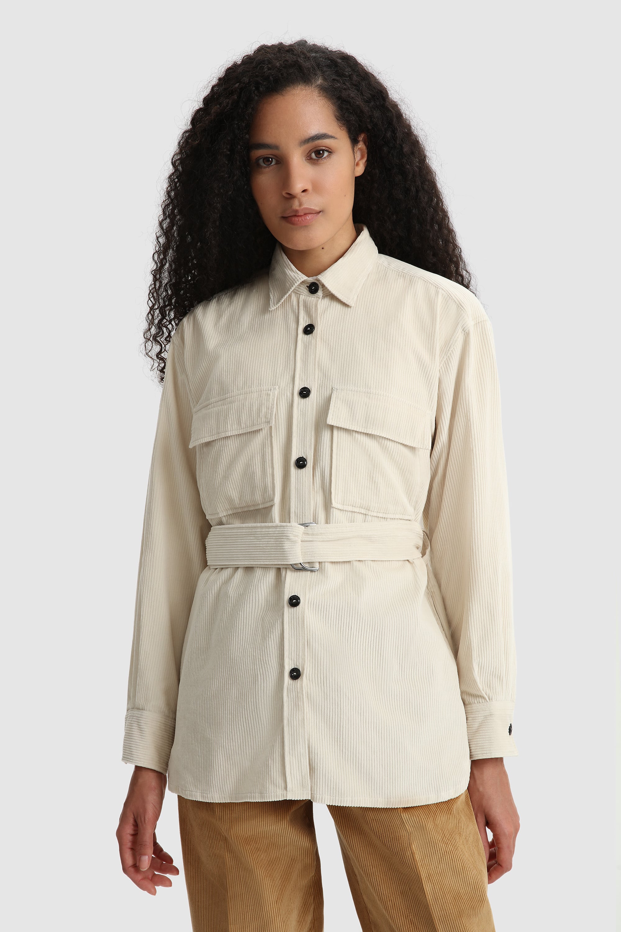 CORDUROY BELTED SHIRT