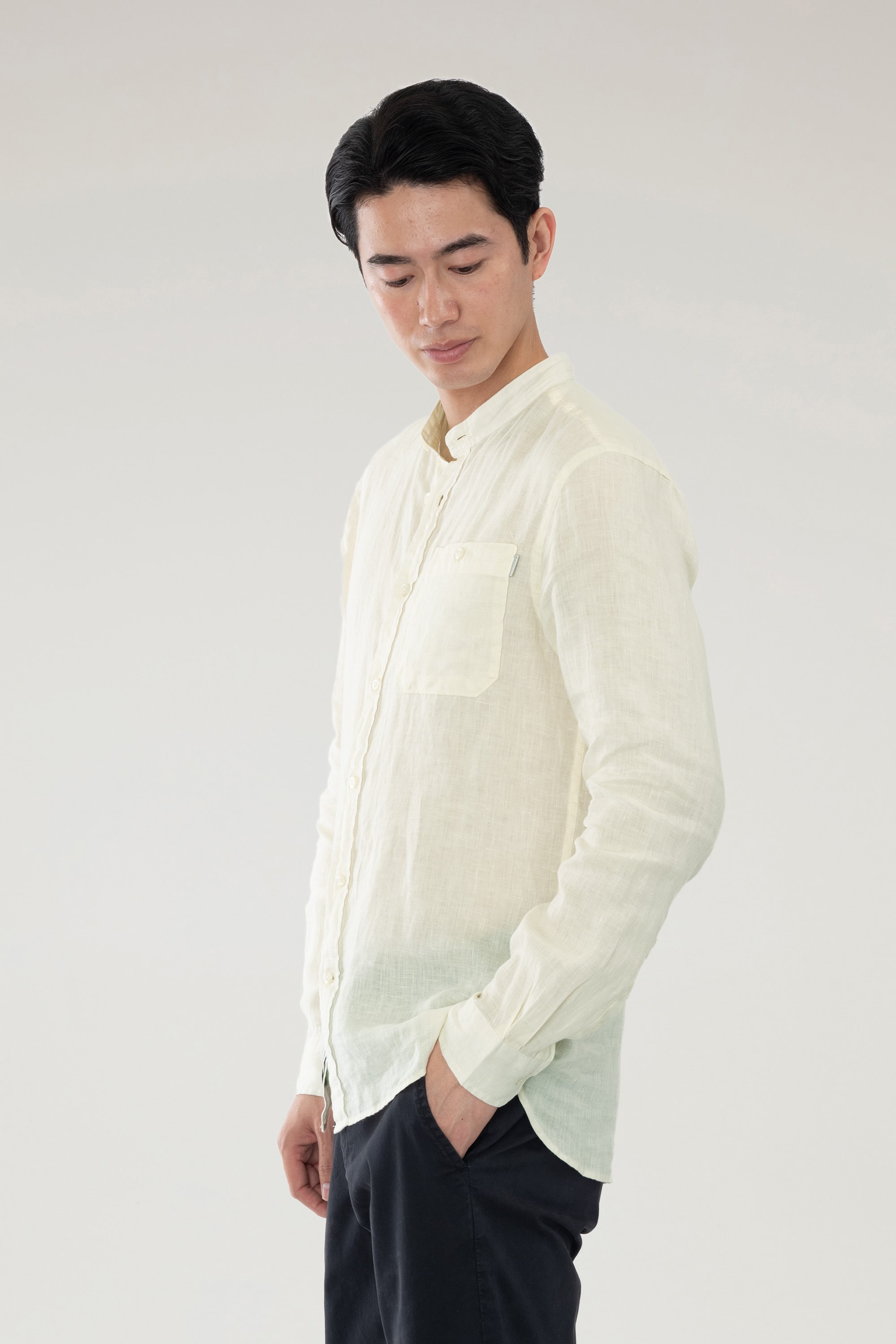 BAND COLLAR LINEN SHIRT