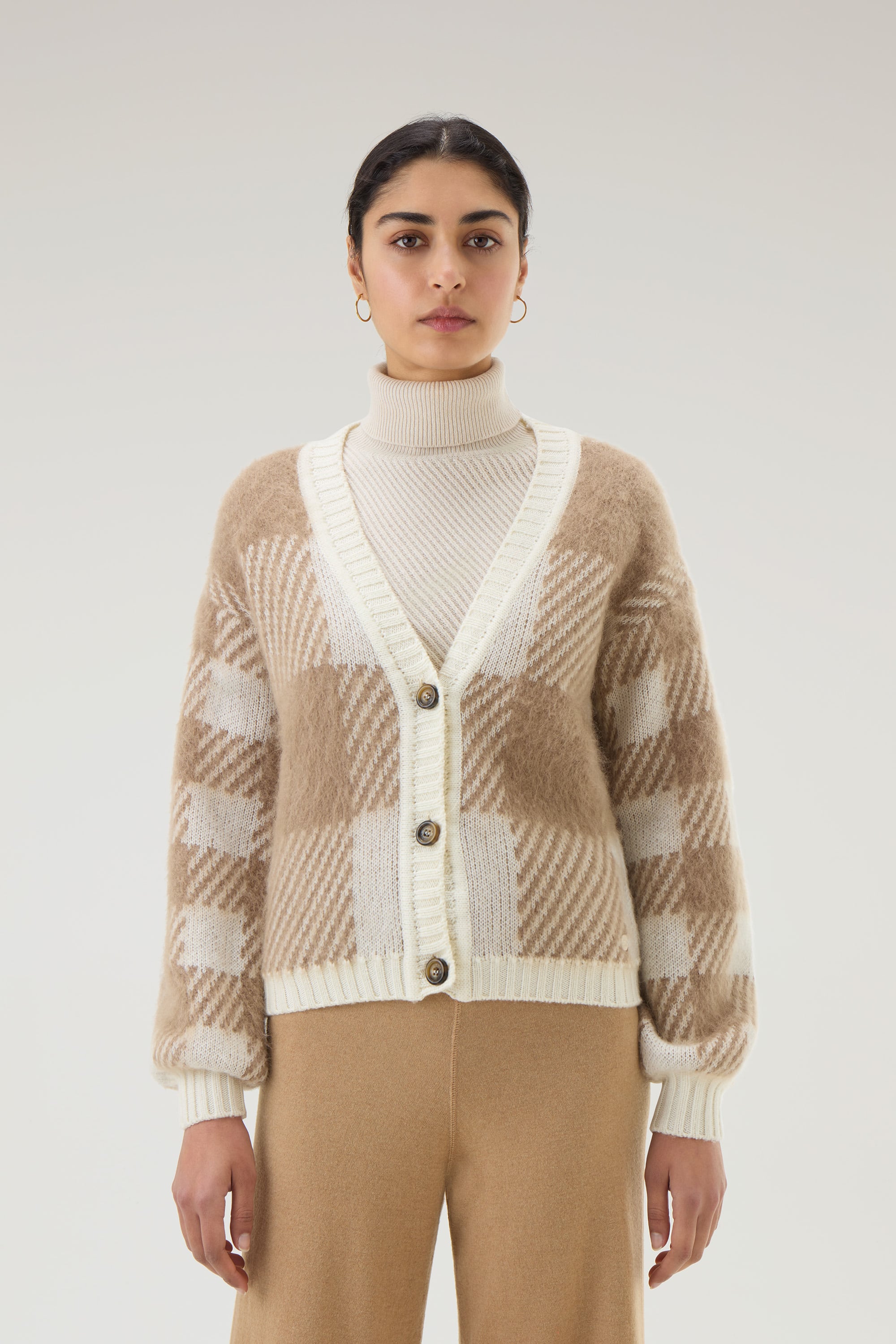 CHECK WOOL CARDIGAN