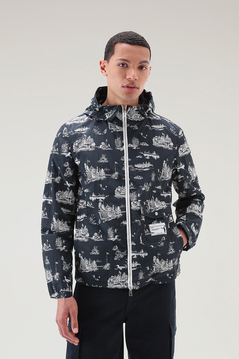 CRINKLE PRINTED WINDBREAKER