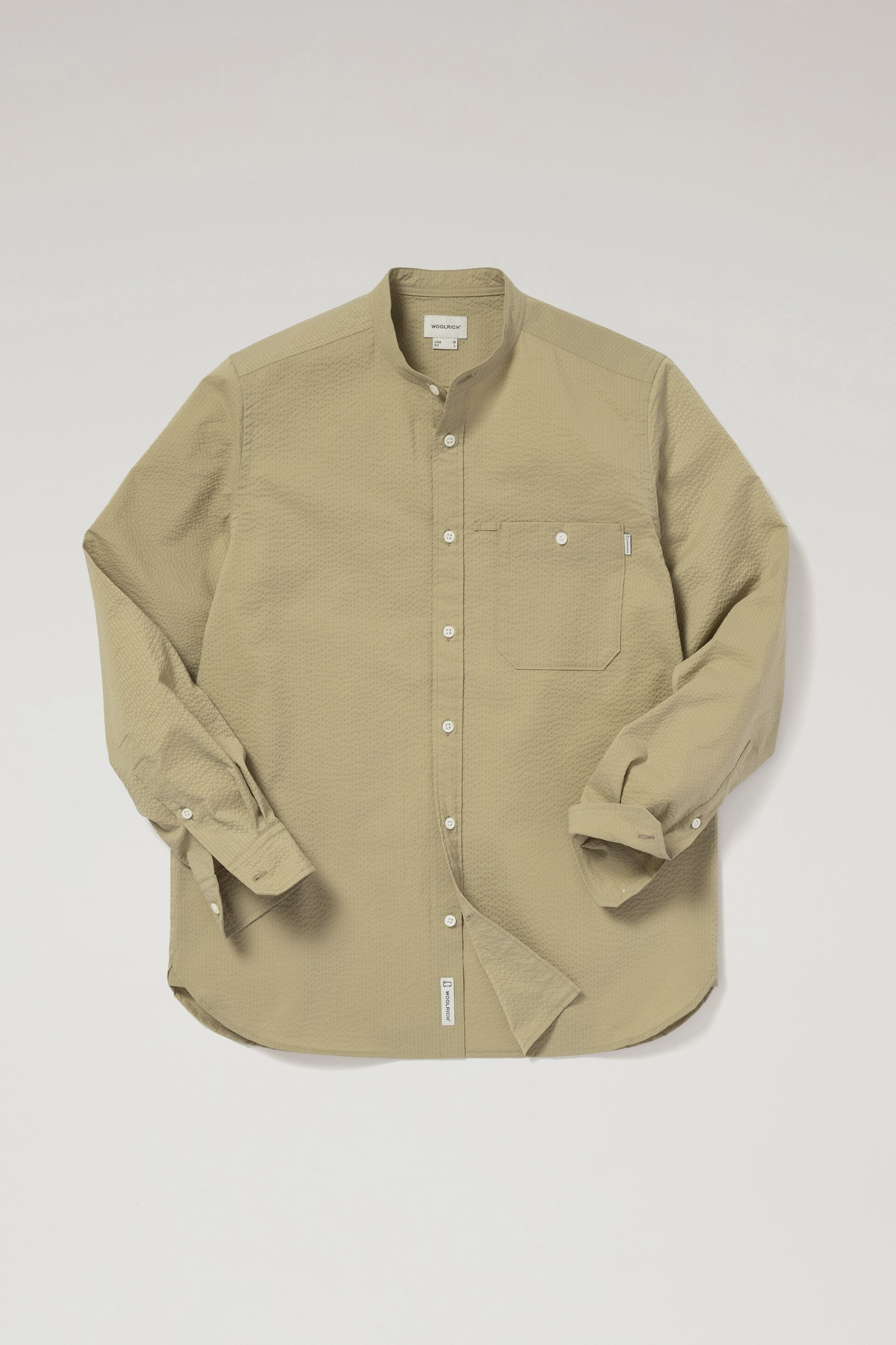 SEERSUCKER BAND COLLAR SHIRT