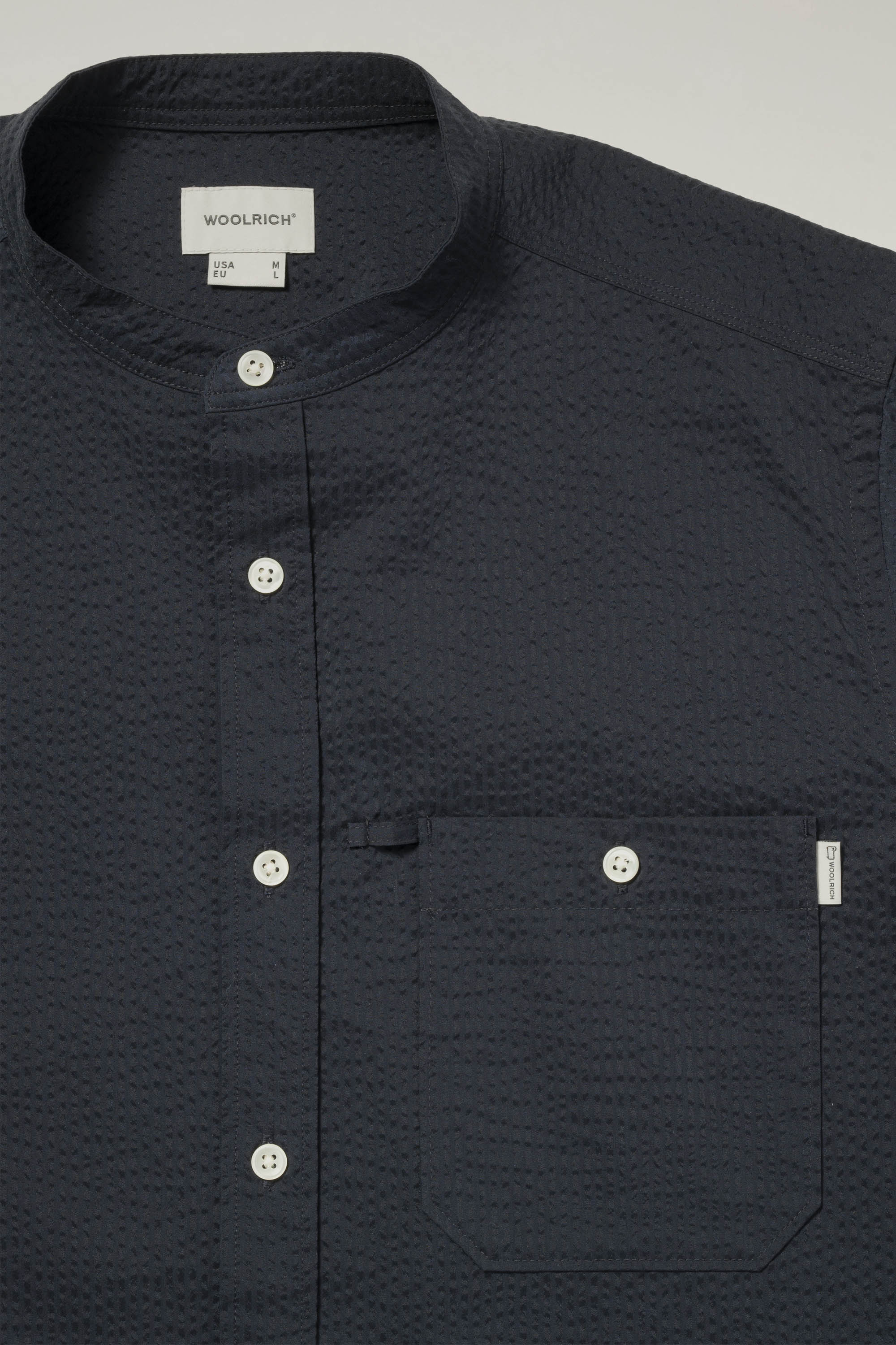SEERSUCKER BAND COLLAR SHIRT