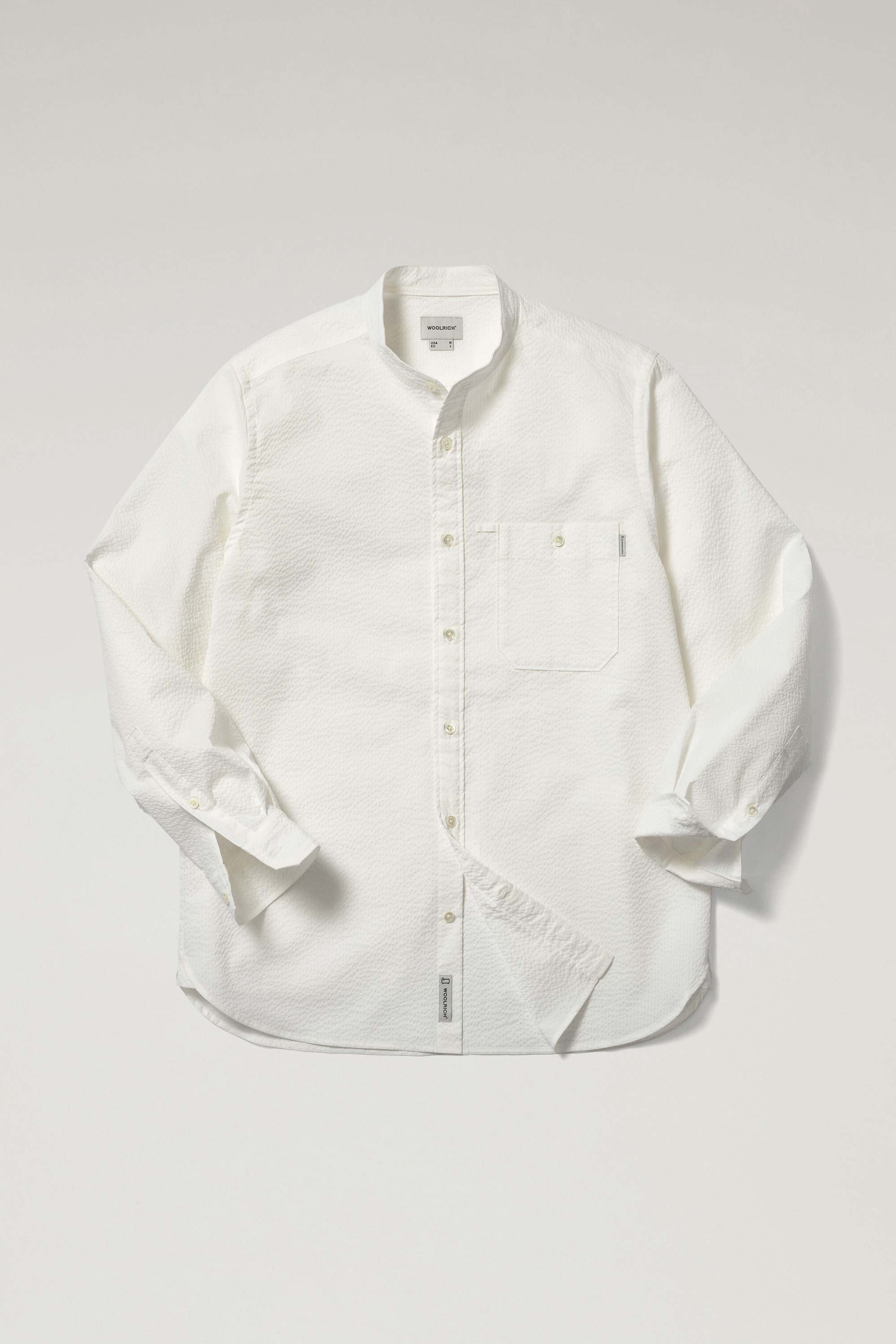 SEERSUCKER BAND COLLAR SHIRT