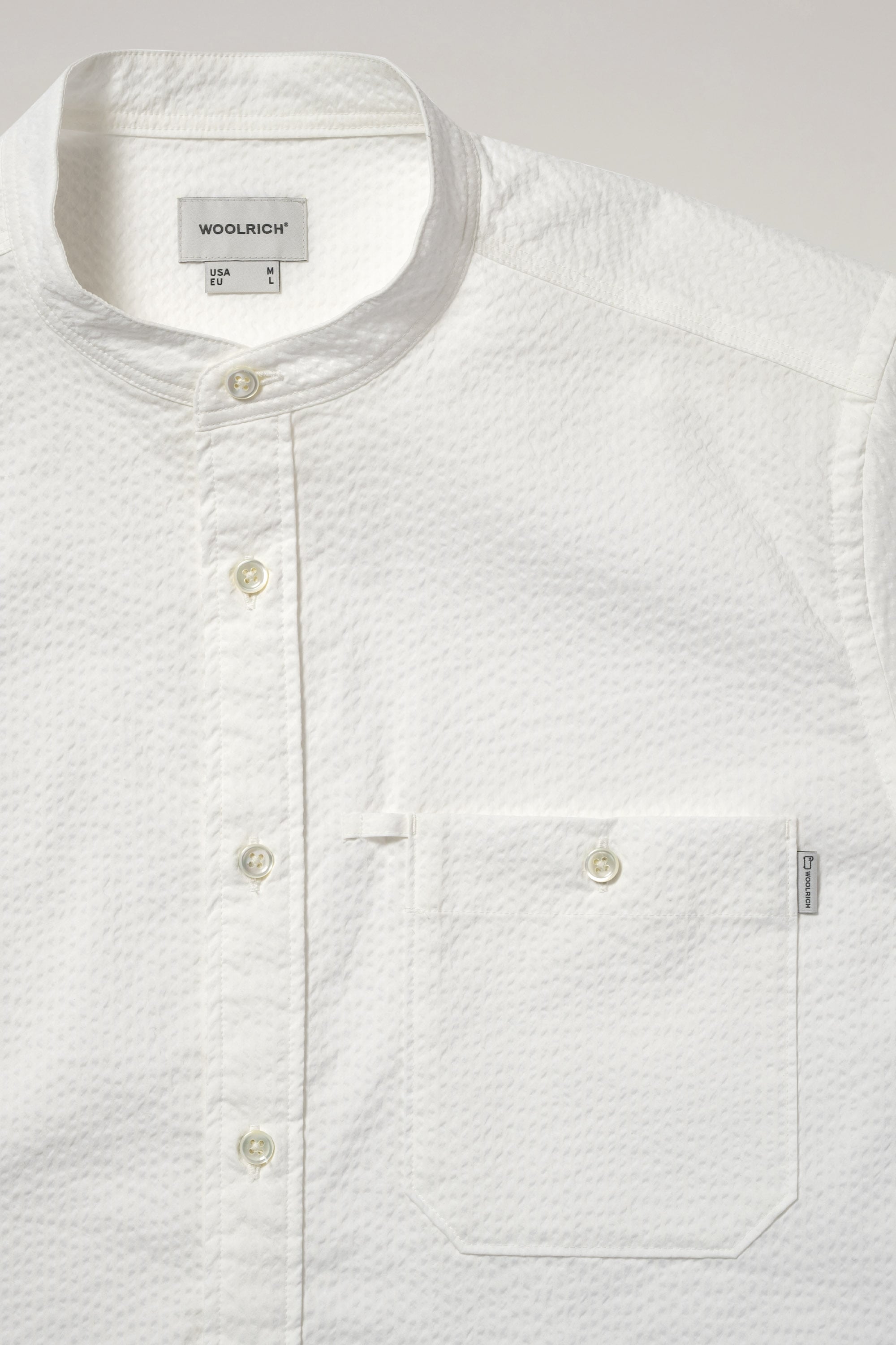 SEERSUCKER BAND COLLAR SHIRT