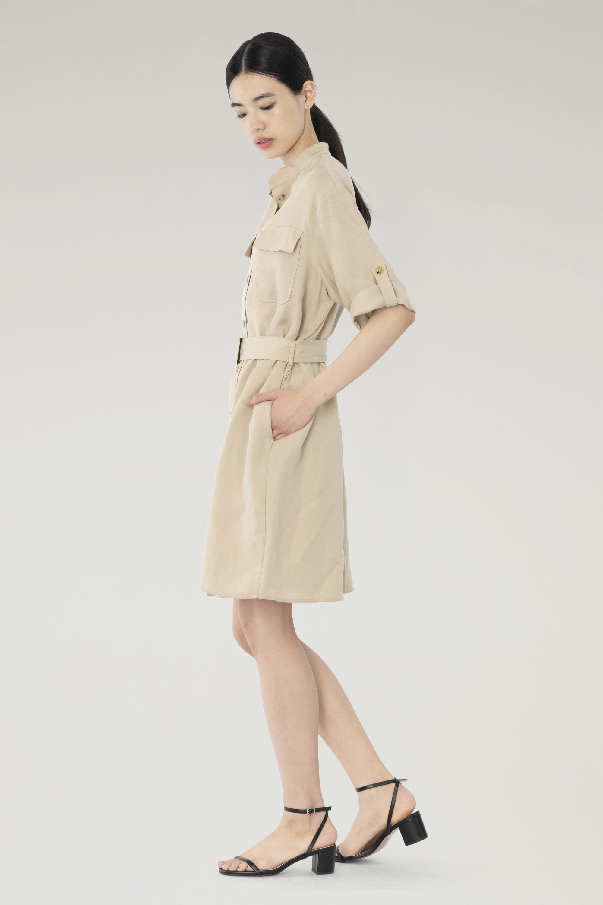 BELTED UTILITY DRESS