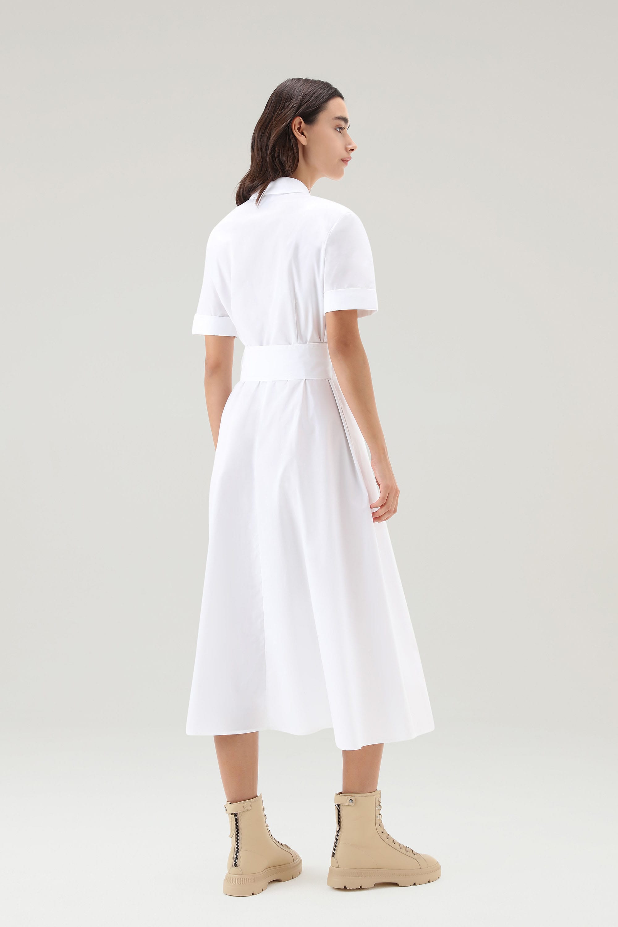 BELTED POPLIN SHIRT DRESS