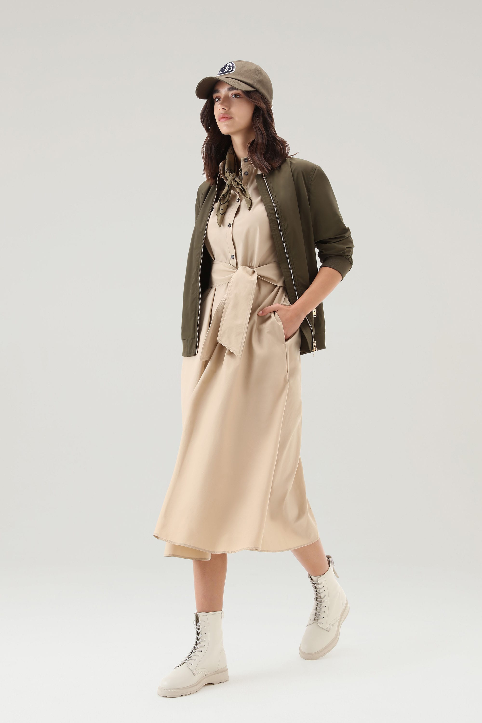 BELTED POPLIN SHIRT DRESS
