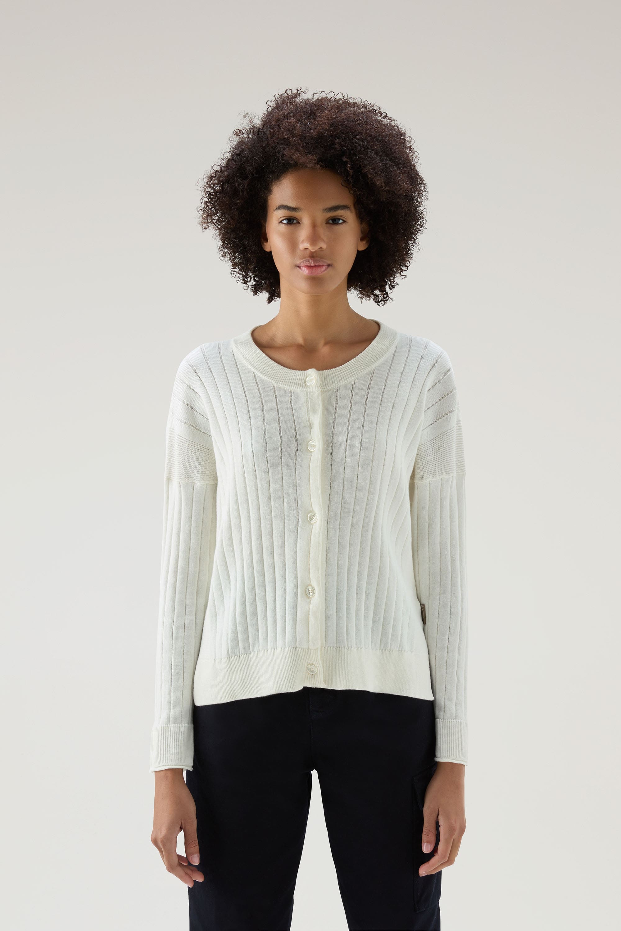 COTTON RIBBED CARDIGAN