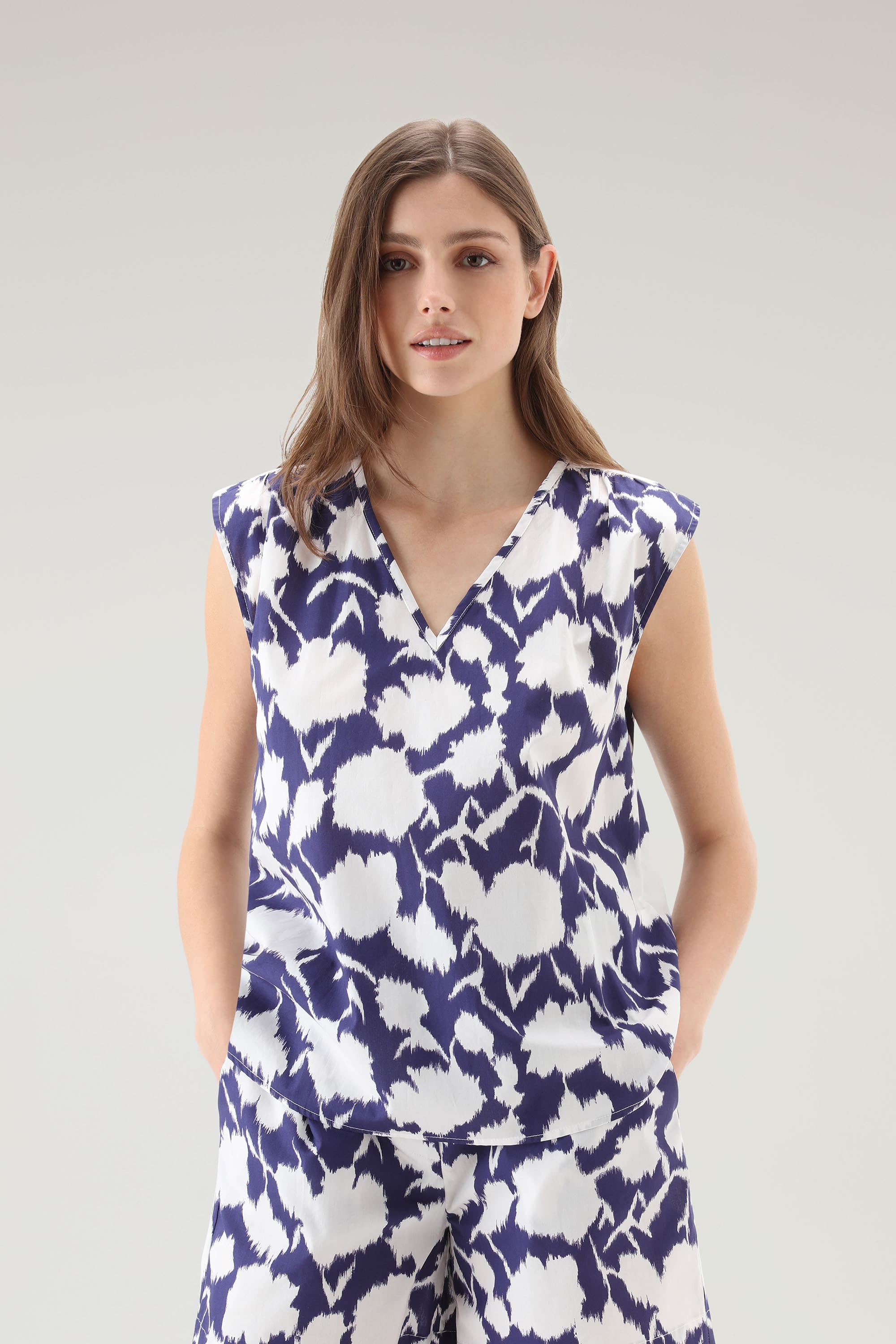PRINTED POPLIN BLOUSE