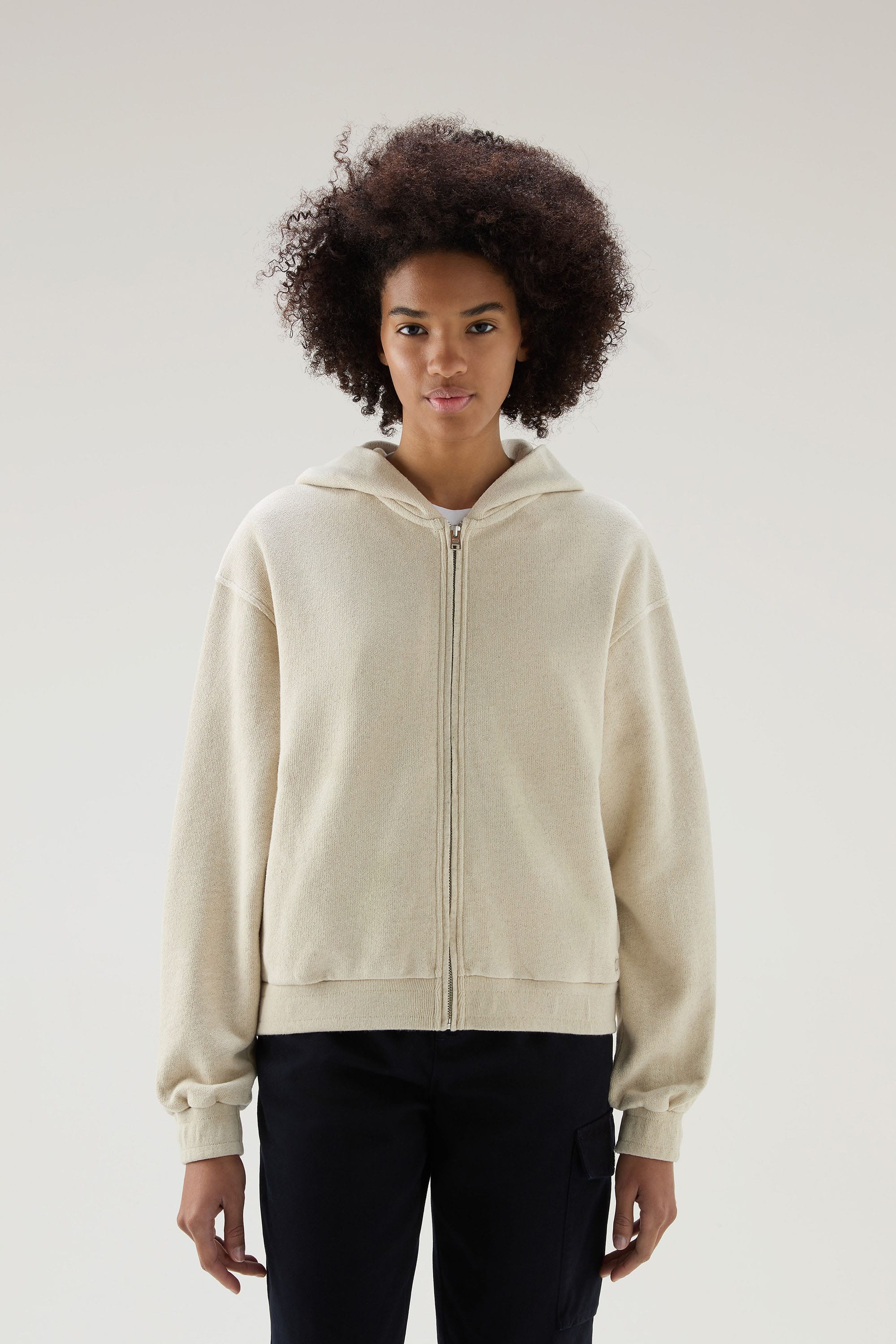 FULL ZIP LINEN HOODIE