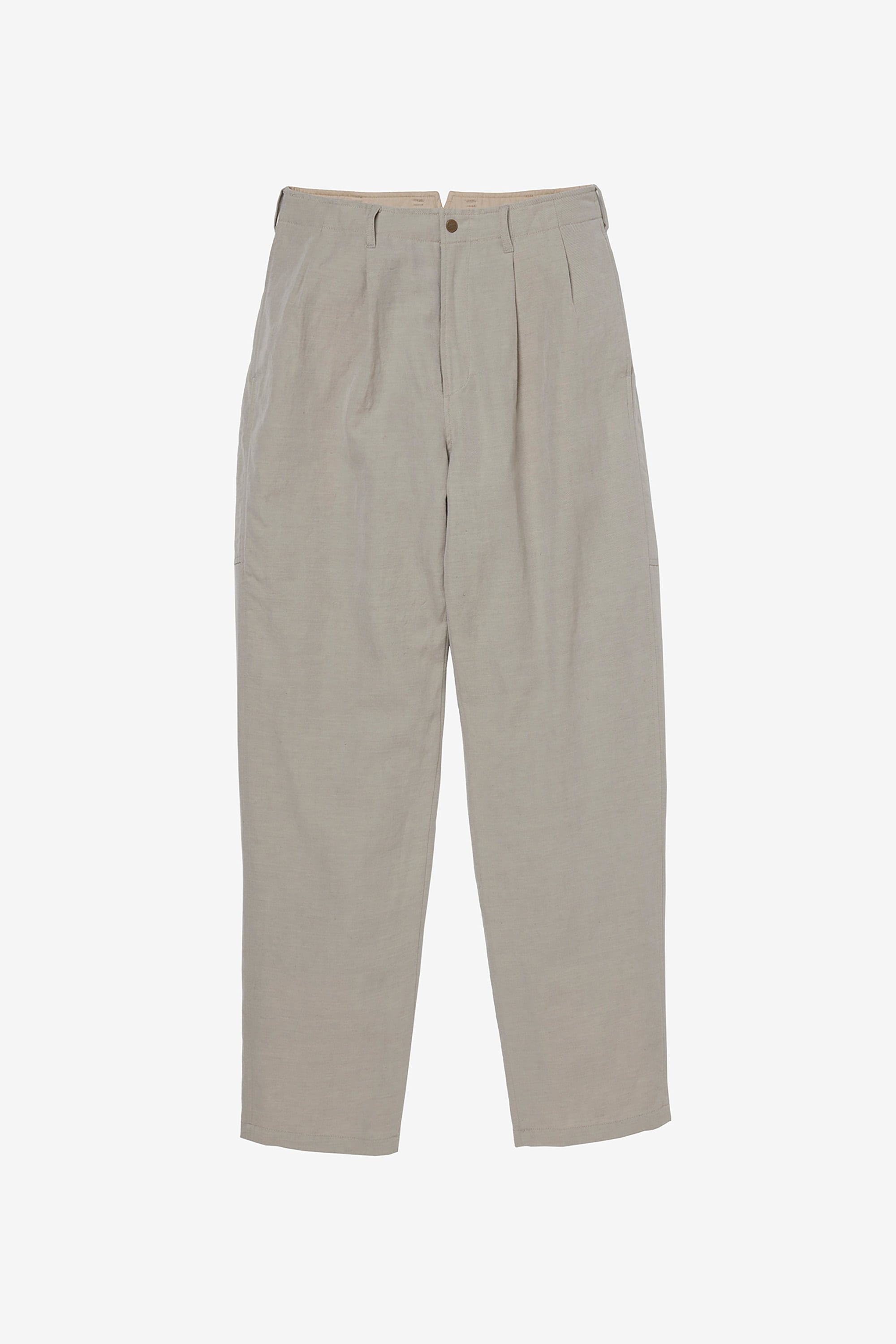 WOOL LINEN WIDE TAPERED PANTS