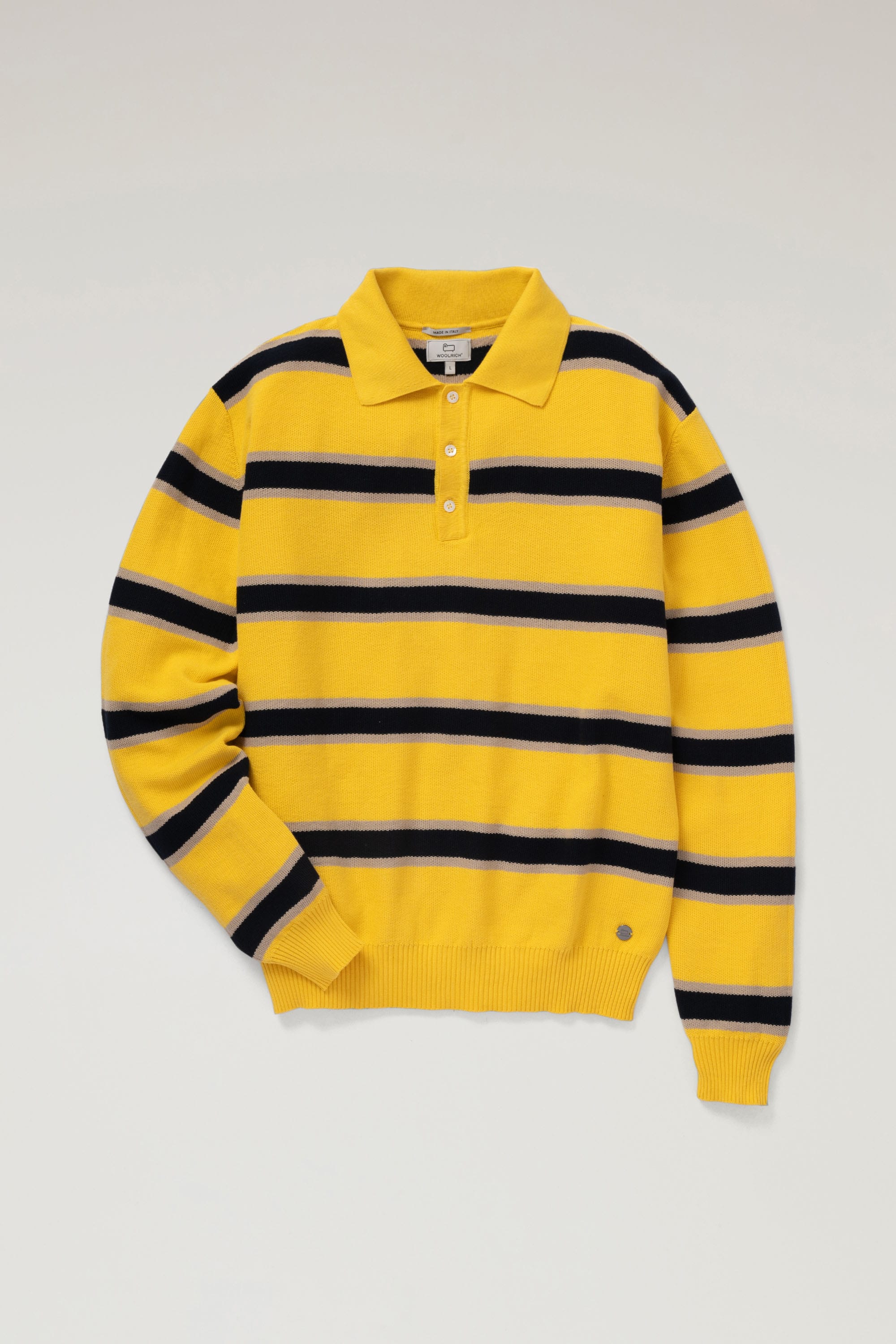 STRIPED KNITTED POLO SWEATER