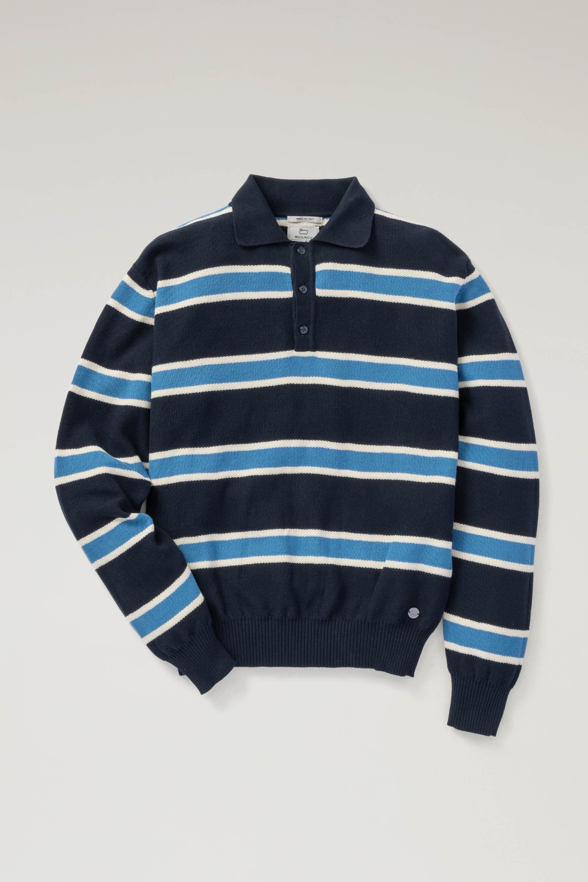 STRIPED KNITTED POLO SWEATER