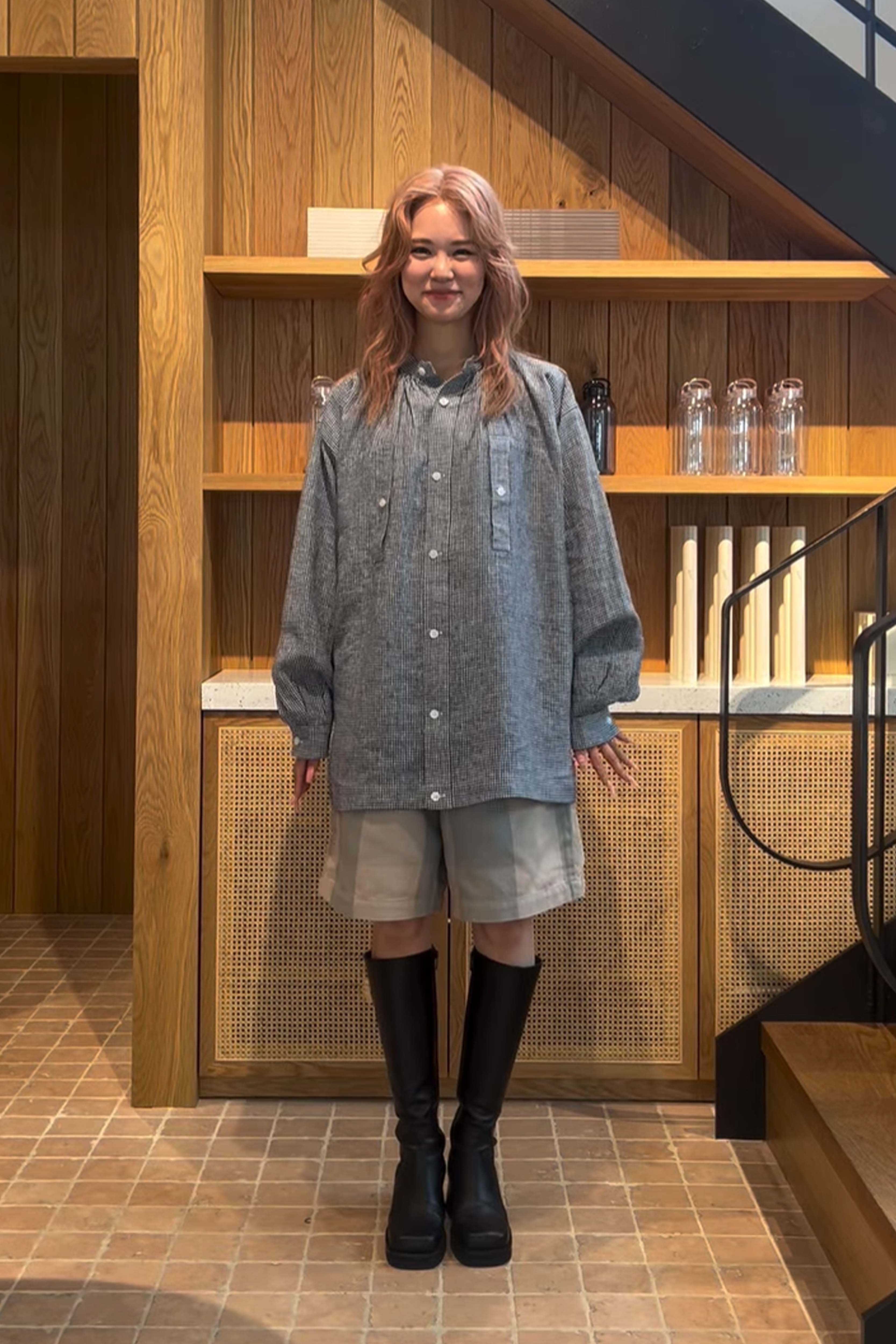 LINEN GRANPA CHECK SHIRT